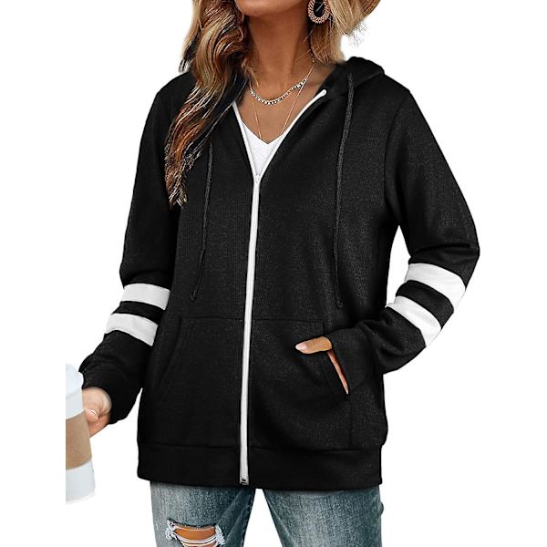 Womens Active Long Sleeve Zip Up Hoodies Med Fickor Hooded Sweatshirts Jackor S