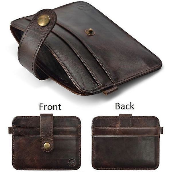 Herre Ægte Læder Slim Wallet Mand Lille Pung Mini Pengepung Walet Tynd Portomonee carteras Herre Pung Kortholder Brown
