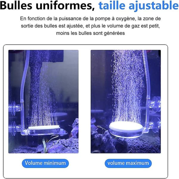 (60 mm) Akvarieluftsten, luftdiffusor för akvarier, bubbelsten som används i akvarier och hydroponiska pumpar med kontrollventil och sugkoppar