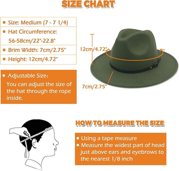 Dame Bredbremmet Ull Fedora Panama Hatt Med Belte Spenne Green