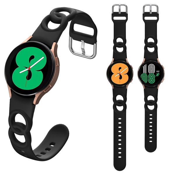 20mm Snabbkoppling Silikonarmband för Samsung Galaxy Watch 4/5/6 40/44mm / Watch6 Classic 43/47mm Black