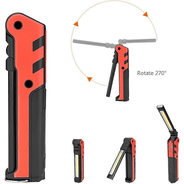 Genopladelig magnetisk LED lommelygte - Fleksibel inspektionslampe - Automatisk foldbar USB lommelygte uden ledning