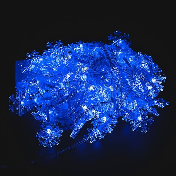 Jule Snefnug Lys Kæde, 100 LED Sammenkoblelige Julelys Blue