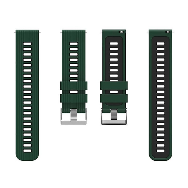 20mm Silikon Sportrem For Samsung Galaxy Watch6 40/44mm/Watch 4/5 40/44mm /5 Pro 45mm Dobbelt Farge Blackish Green  Black