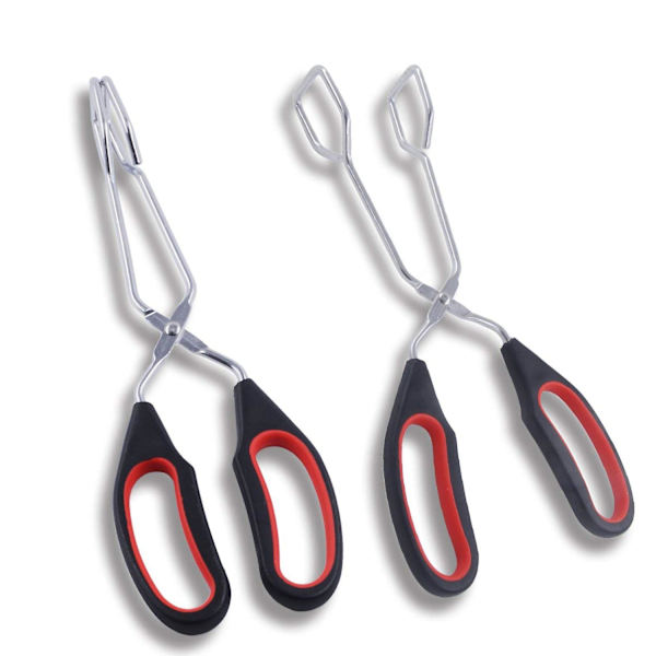 Saksetang i rustfritt stål med plasthåndtak i silikon, flott for matlaging, baking, grilling, BBQ, 9 tommer (1 stk)