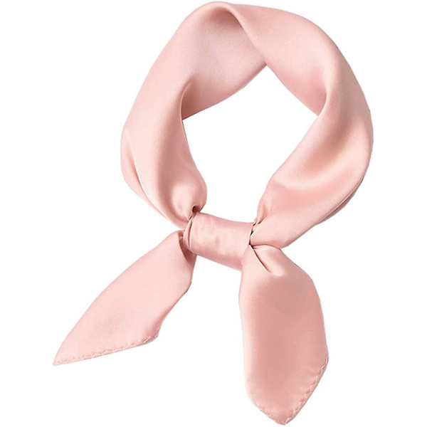 Dam silkesliknande enfärgad fyrkantig Olaof-halsduk, moderiktigt satinband för hår Light Pink