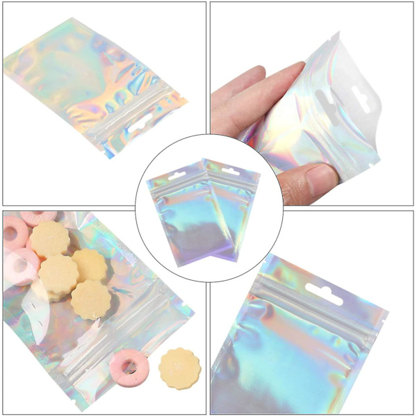 100 st Mylar Ziplock-påsar, 4x3 tum luktfria Ziplock-påsar, genomskinliga återförslutningsbara