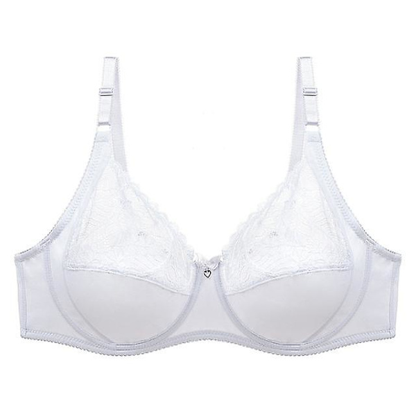Spets sexig bh för kvinnor, enfärgad, urringad underkläder, kvinnor, ultratunn, tjock c d-kupa, soutien gorge, plus size, underkläder White 80c
