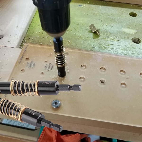 2 stk. 5 mm & 1/4\" Sorte Hængselborebits Rømning Boring Træ Plast 1/4 tomme Hex Skaft til Træbearbejdning DIY (2 stk. Kombination)