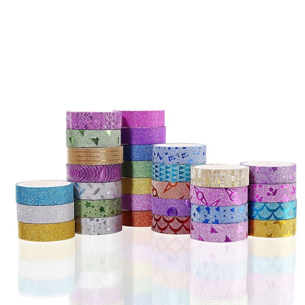 30 rullar Washi Masking Tape Set, dekorativt hantverkstejpset för DIY och presentinslagning med färgglada mönster och motiv