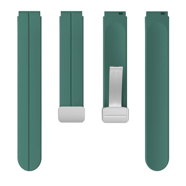 Til Keep B4/Huawei Watch Fit Mini Urrem 16mm Silikone Armbåndsrem, Sølv Foldespænde Pine Needle Green
