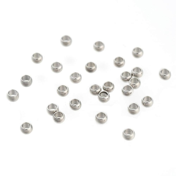 1000 st 304 Rostfritt Stål Distanspärlor Rondelle Rostfritt Stål Färg 2,5x1,5 mm Hål: 1~1,5 mm