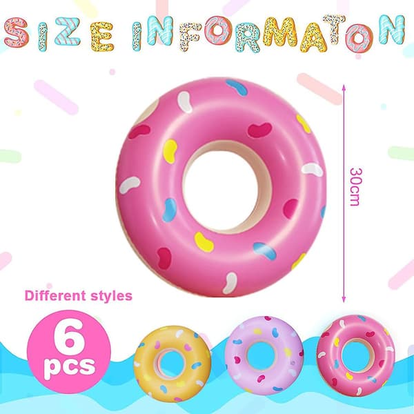 6 st uppblåsbara poolmunkar Mini Donut uppblåsbara leksaker Liten simring för barn style6