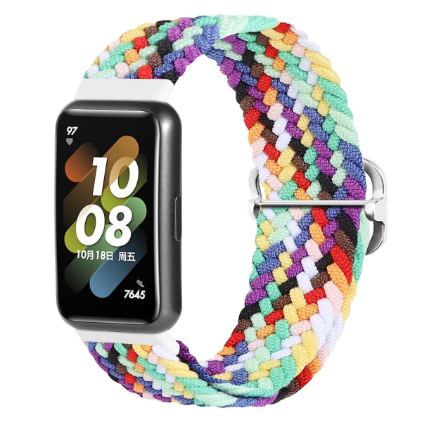Flätat watch för Huawei Band 7, utbytesarmband med justerbart spänne Rainbow