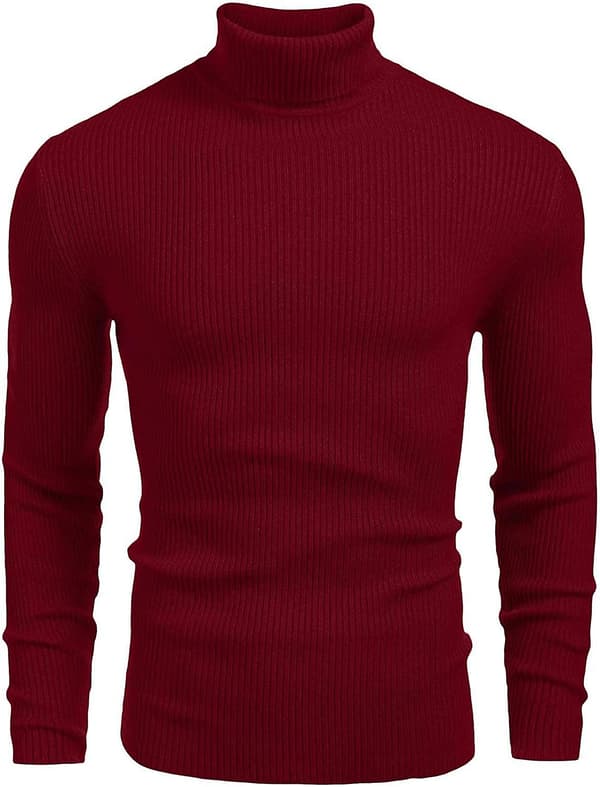 Herr Jumpers Turtleneck Cable Knitted Jumpers Slim Fit Pullover Sweater