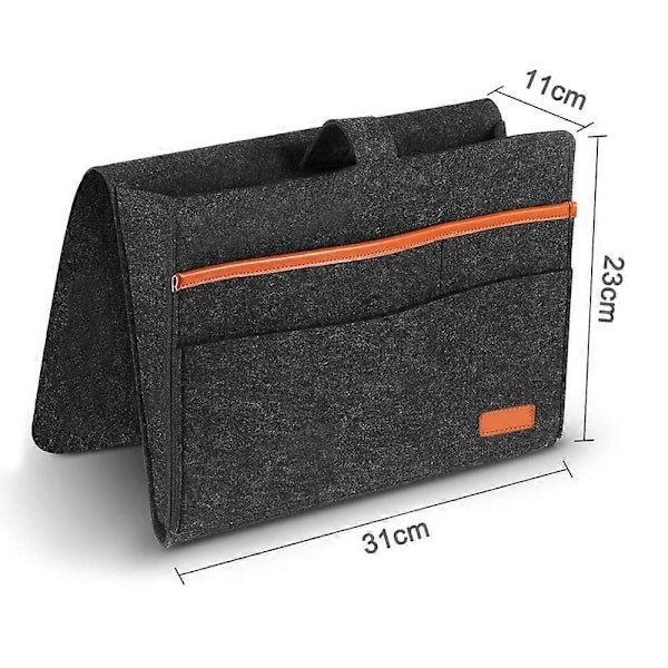 Huopainen sängyn vieressä oleva säilytyspussi taskuilla, kätevä sängyn sohvan työpöydän riippuva järjestäjä puhelimelle, lehdille, tabletille, kaukosäätimille Dark Grey