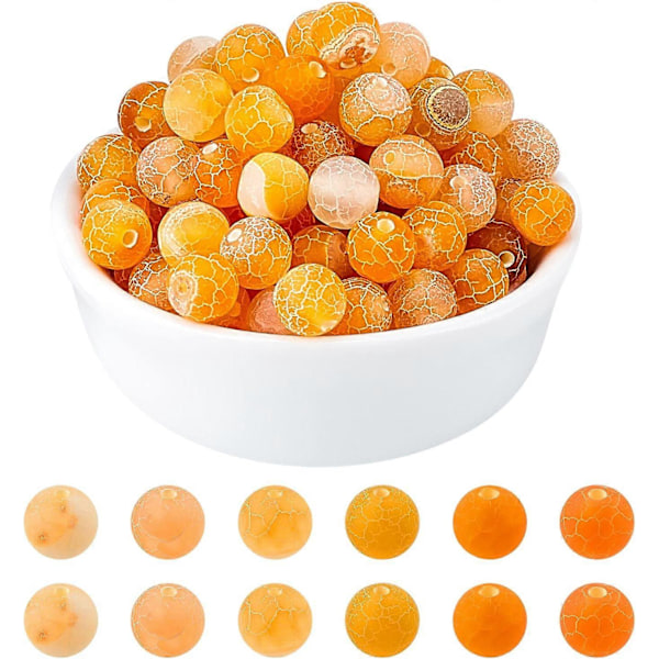 Cirka 98 st Frostade Naturliga Stenpärlor 8mm Naturlig Vittrad Agat Runda Pärlor Ädelsten Lösa Pärlor för Armband Halsband Smyckestillverkning (Hål: 2mm)