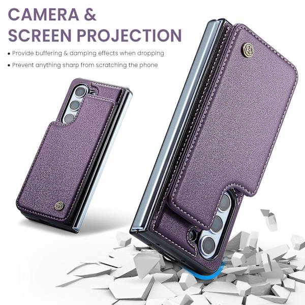 Z Fold 5 Fodral, Plånbok Läder Stativ Stötsäkert Fodral Kompatibel Samsung Galaxy Z Fold 5 Med Med Kortfack & Rfid-Blockering Brown For Galaxy Z Fold 5