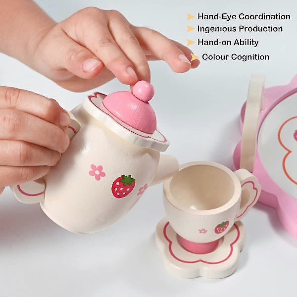 Leikkikeittiön tarvikkeet Puinen vatkainsetti Leikkiruokasarjat Lasten keittiöroolileikkeihin Lelu Sekoitin Leivo Keksit Leikkisetti Ruoanlaitto Keittiölelut 14pcs Tea Set