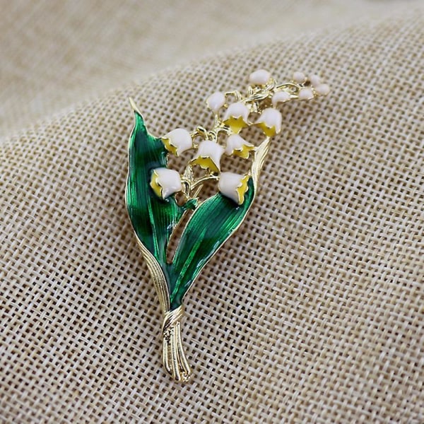 Vintage Emalj Leaf Lily Valley Brosch Kvinnor Handgjorda Elegant Party Breastpins Lapel