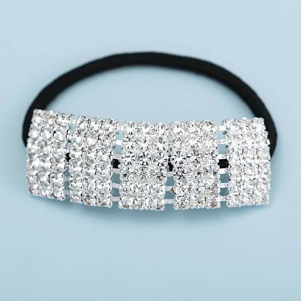 Rhinestone hårband stretchiga hårband hårrep för kvinnor och flickor (mörk silver
