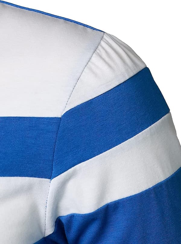 Herr Casual Långärmad Pikétröja Kontrastfärg Patchwork Bomulls T-shirts Blue XL
