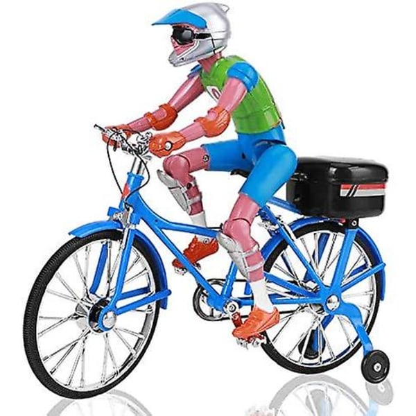 Cykelleksak Mini Plast Cykelmodell Leksaker Elektrisk med lätt musiksimulering Baby för barn över 7 år (blå elcykel)