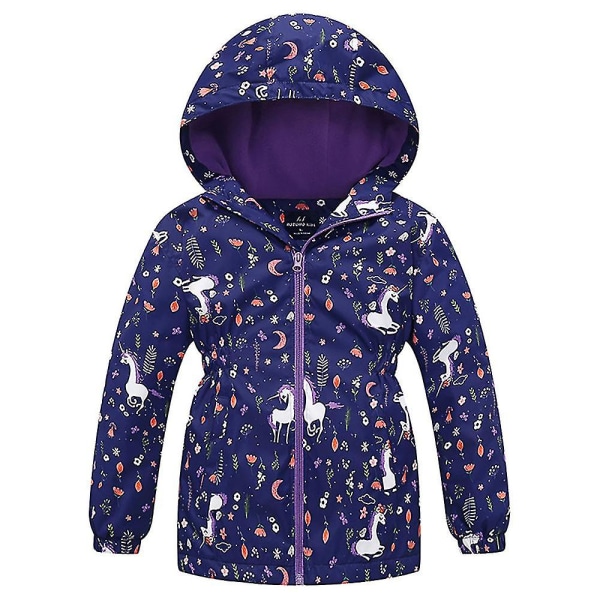 Barnflickor Vindjacka med Huva Fleece Dragkedja Parka Hoodie Jacka Varm Ytterkläder Royal Blue 3-4 Years