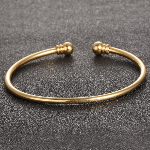 Dame Kobber Guldbelagt Armbånd Glat Torque Armring Justerbar