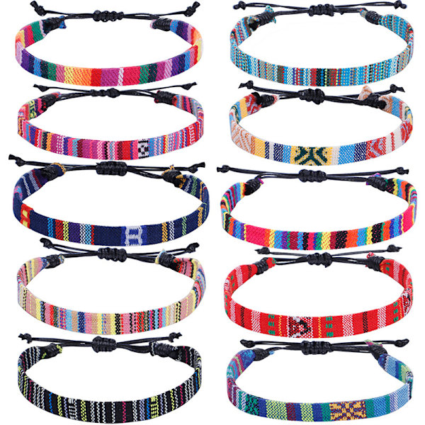10 st Boho chic kärlek är kärlek anklet Handvävda regnbågsfärgade retro anklet, Handgjorda vänskapsarmband sommar