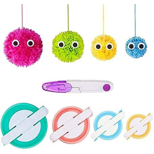 Pompom Maker, 4 Størrelser Pom Pom Lagere For Fluff Ball Vever Nål Håndverk Diy Ull Strikke Håndverktøy Sett Dekorasjon