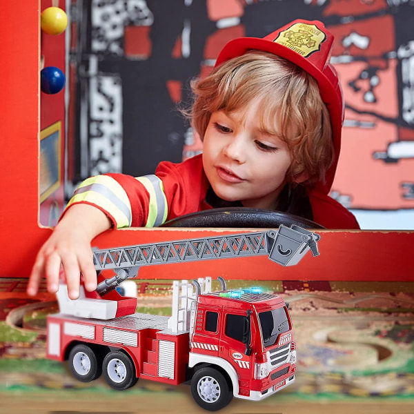 Barns brandbil Ljud och lätt leksak med utdragbar stege Stor friktion