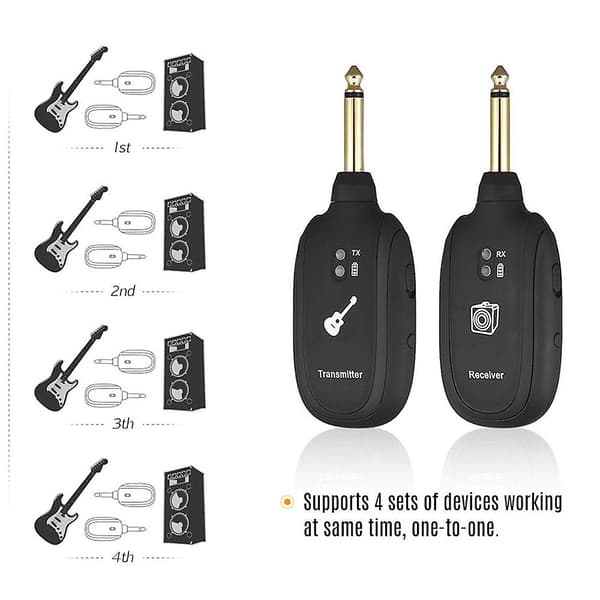Trådløst gitarsystem, trådløs gitarsender og mottaker 4 kanaler lydsender og mottaker for elektrisk gitar bass fiolin