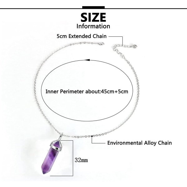 Kristallhalsband 3st Acsergery Hexagonala Kristallhängen Kedja Halsband Spetsiga Ädelstenshänge Present