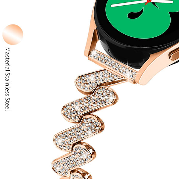 20mm Metallinen kellon ranneke Samsung Galaxy Watch4 40/44mm / Watch 5 40/44mm / Watch4 Classic 42/46mm Rose Gold