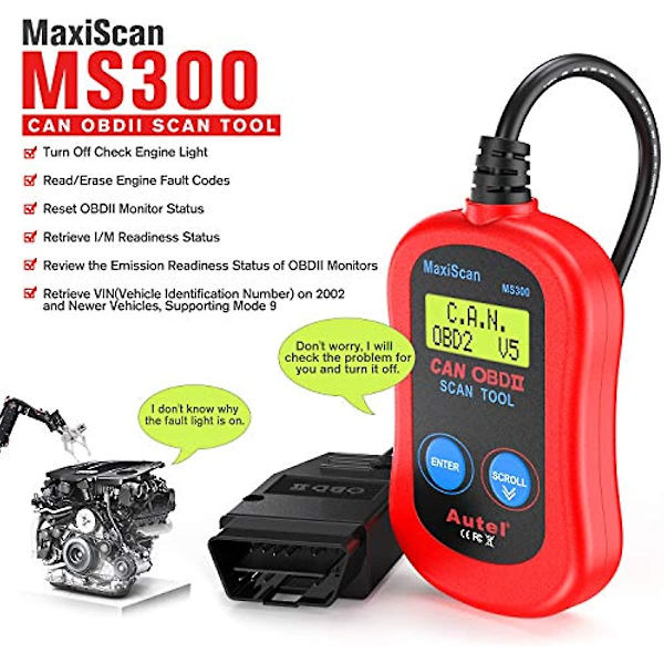 Autel Ms300 Obd2 Scanner Kodläsare  Stäng av Kontrollmotorlampan  Läs & Radera Felkoder  Kontrollera Emissionsövervakningsstatus Kan Diagnostisk Skanningsverktyg