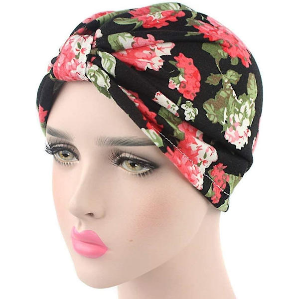 Dam Blommig Tryckt Bomull Turban Chemo Sovhatt, Acsergery Turban Mössa Huvudbonad Hår Wrap Present