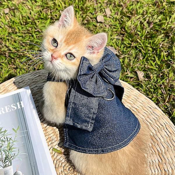 1kpl Koira Lemmikki Kissa Denim Hame Tarvikkeet Ulkoilutus Rintakehä Selkä Vetovaljaat M