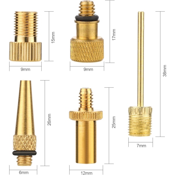 Polkupyörän adapteri, täyttöadapterisarja, pumppuadapteri, venttiiliadapteri, Schrader-venttiili, Presta-venttiili, Woods-venttiili