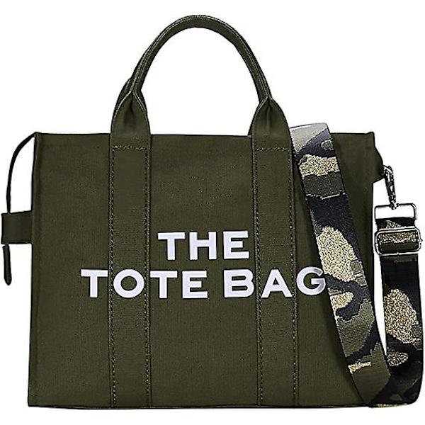 Canvas Tote Tasker til Kvinder Håndtaske Tote Pung med Lynlås Canvas Crossbody Taske til Kontor, Rejse, Skole