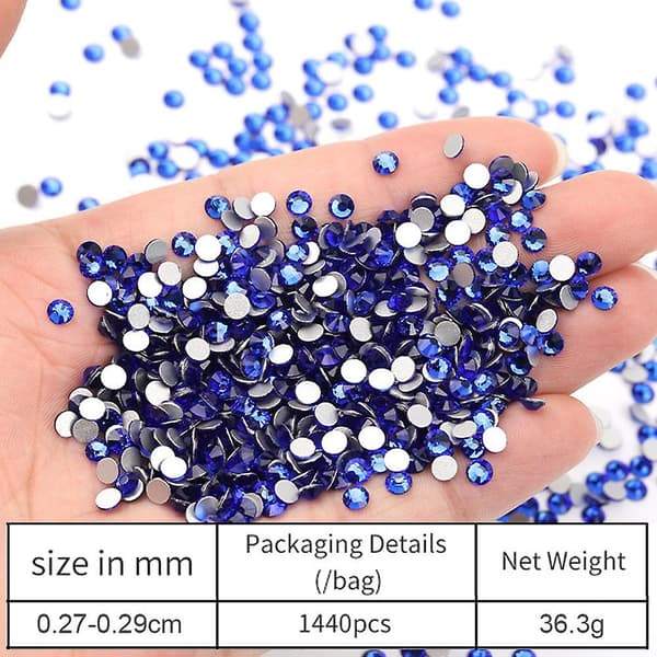 Krystall Runde Neglekunst Flat Backs Rhinestones Edelstener blue