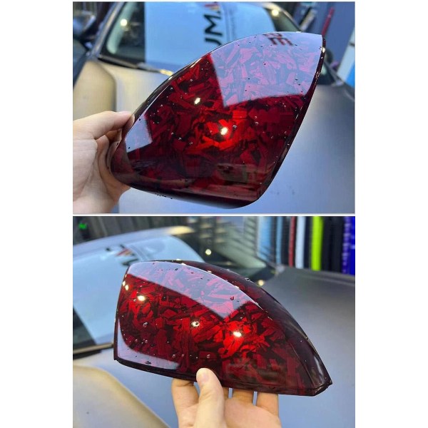 Ny glänsande röd smidd kolfiber luftbubbelfri vinylfolie för bil, bil, fordon, (röd-silver, 30 cm X 100 cm)