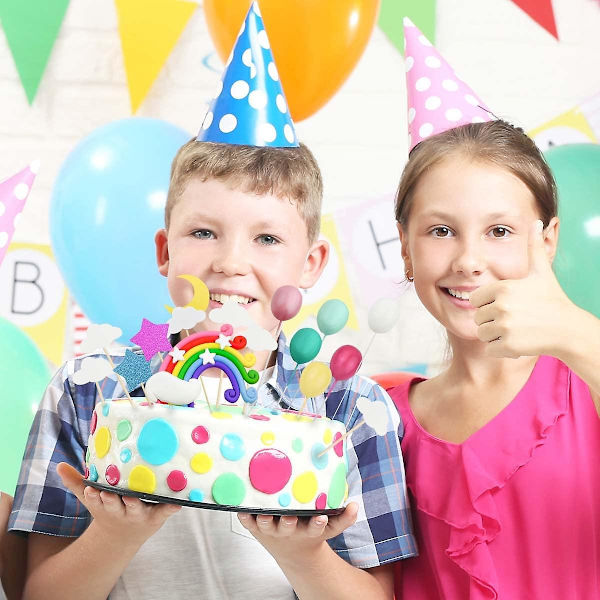 Sateenkaari Pilvi Kakunkoriste Sarja Värikäs Keramiikka Sateenkaari Pilvet Kakunkoriste & Ilmapallo & Tähdet & Kuu Cupcake Koristesetti Syntymäpäiväjuhlatarvikkeet