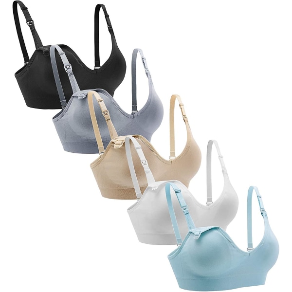 Imetysliivit 5 kpl Langattomat Syvä V-aukko Äitiysimetysliivit Bralette Nukkumisimetys Lisäpidennysosilla