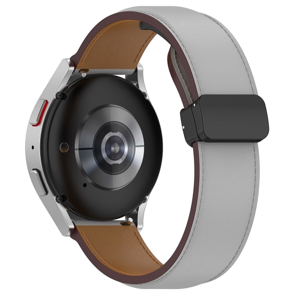 22 mm nahkainen ranneke taittolukko-soljella Samsung Galaxy Watch3 45 mm / Watch 46 mm / Huawei Watch 4:lle Grey