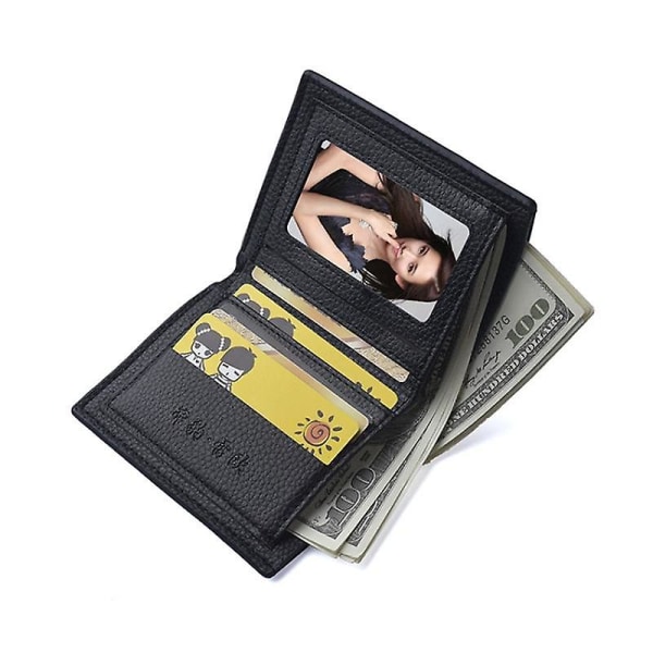 Män Slim Kort plånbok Bi-fold PU Läder Mynt Förvaring Kort Hållare Väska Coffee Horizontal