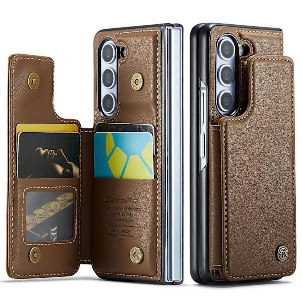 Z Fold 5 Fodral, Plånbok Läder Stativ Stötsäkert Fodral Kompatibel Samsung Galaxy Z Fold 5 Med Med Kortfack & Rfid-Blockering Brown For Galaxy Z Fold 5