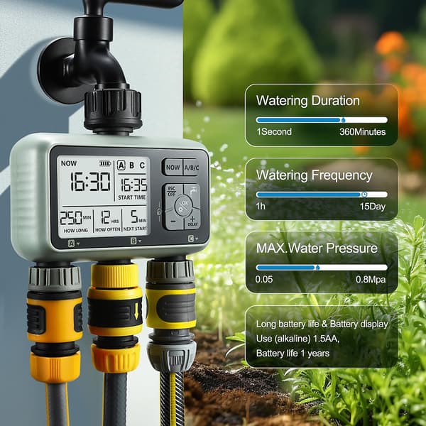 Vandingstimer, Sprinklertimer Programmerbar Have Udendørs Vandslangehane Timer med Regnforsinkelse/Manuel/Automatisk Vandingssystem