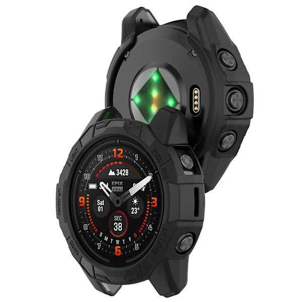 TPU-fodral för Garmin epix Pro 51mm/(Gen 2) 51mm /Fenix 7X Pro / 7X, anti-scratch ihåligt fodral Black