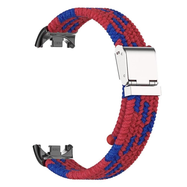 För Xiaomi Smart Band 8 flätat nylon watch Justerbart spänne elastiskt band Red Blue